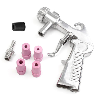 Sandblaster Air Part Abrasive Sandblasting Gun Sand Blaster W/ 4 Ceramic Nozzle