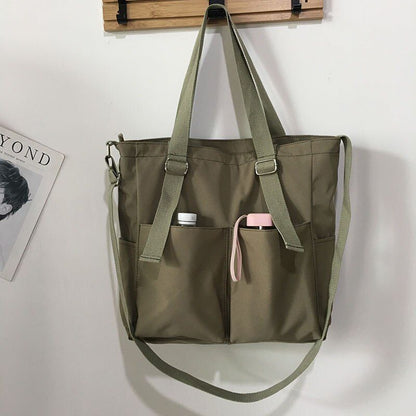 Waterproof Large Capacity Canvas Girl Shoulder Hand Bucket Bag Basket Crossbody