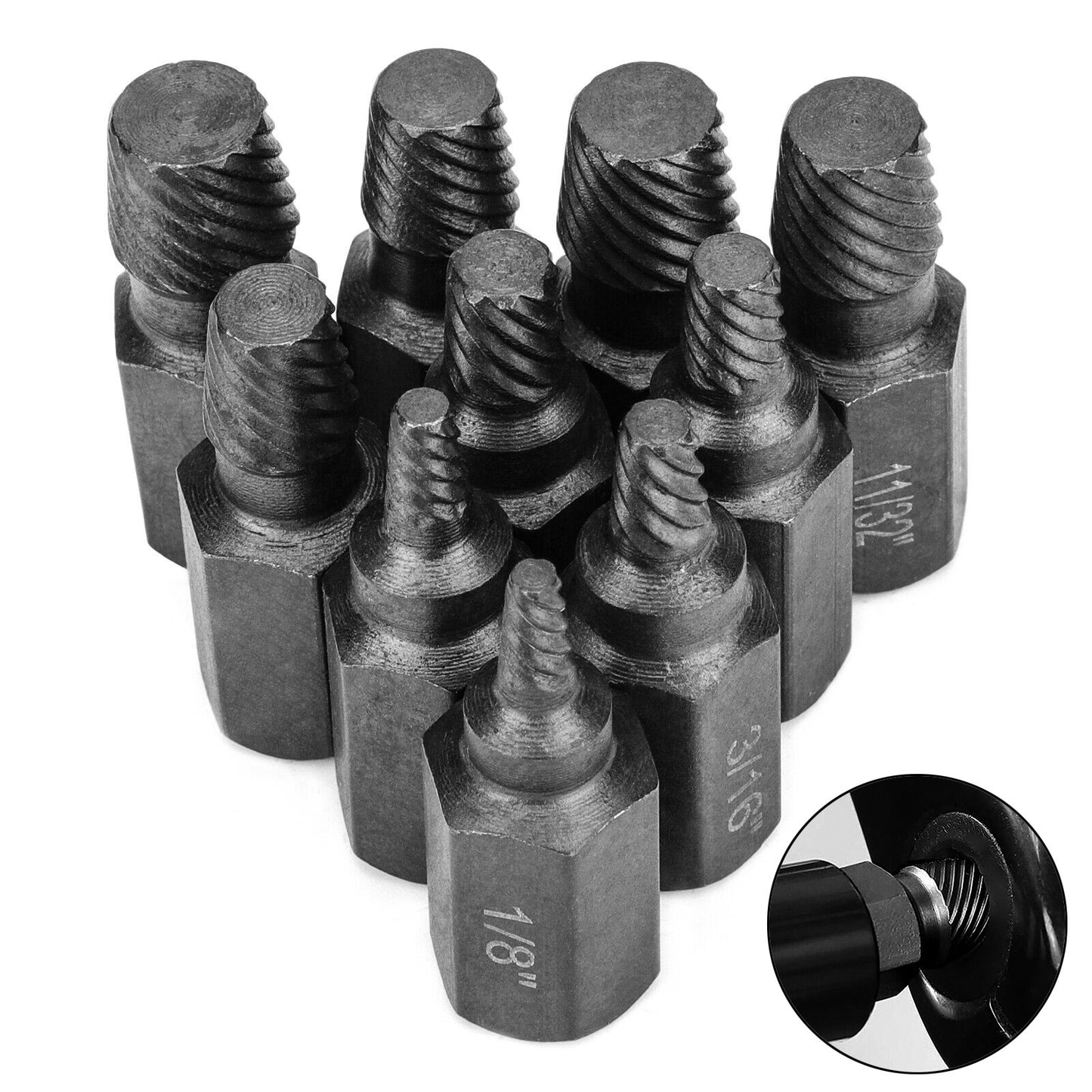 10Pcs Screw Extractor Kit Alloy Steel Damaged Screw Remover Easy Out Drill Bits