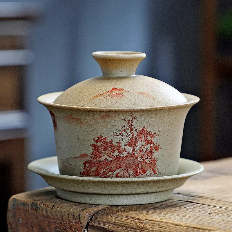 150ml Coarse Pottery Covered Bowl Tea Making Bowl Kung Fu Sancai Tea Maker