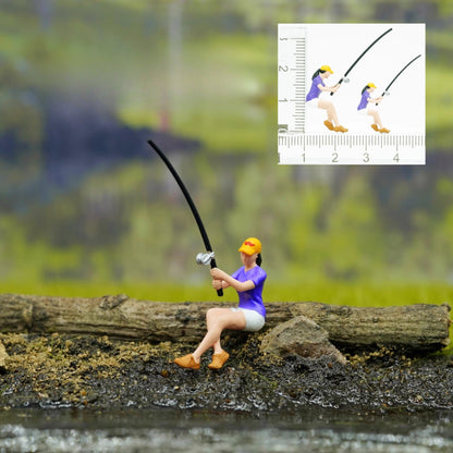 1:64 Scale Figure Model Fishing Sports Scene Display Layout Doll Model