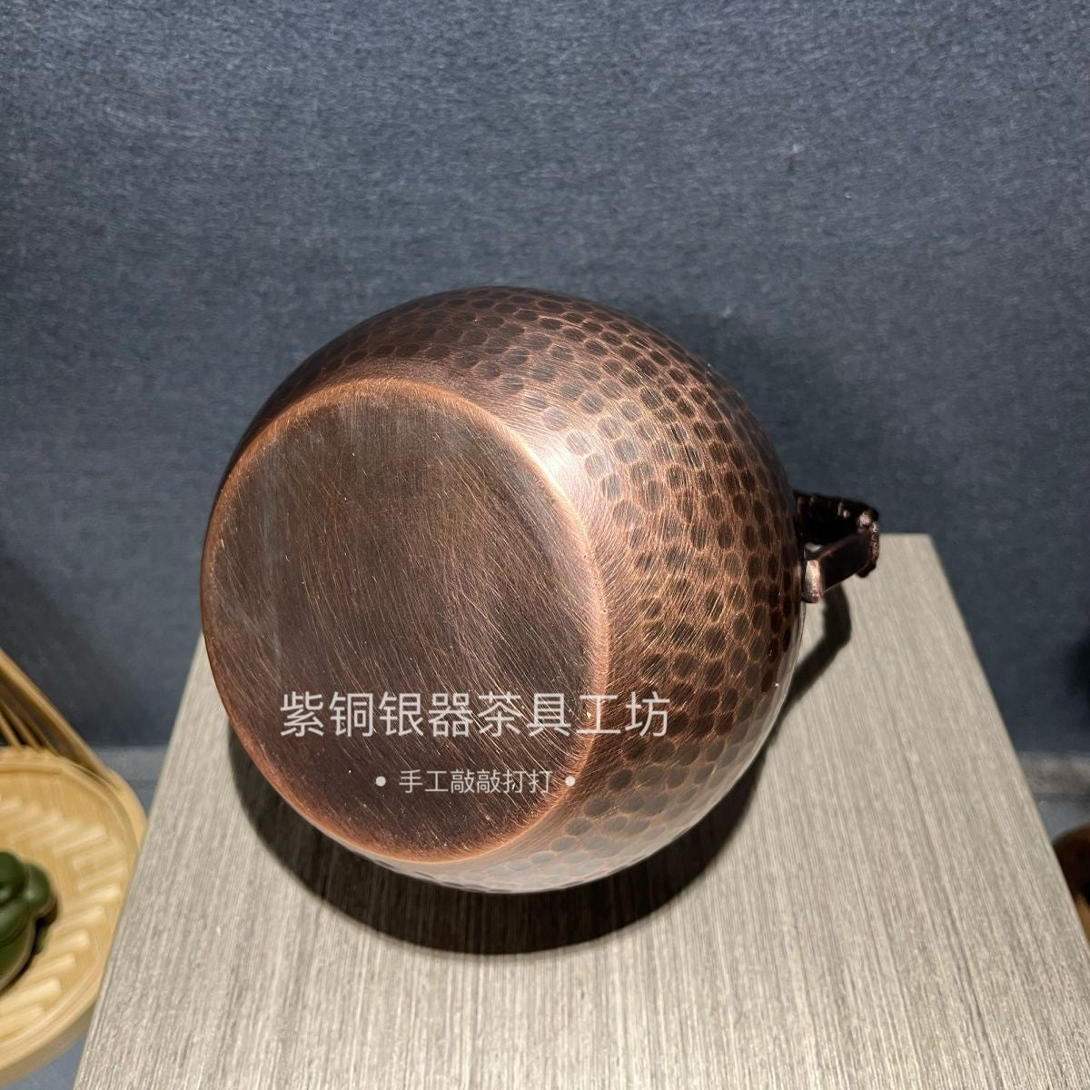 Pure Copper 550ml Tea Kettle Vintage Hammered Handle Pot