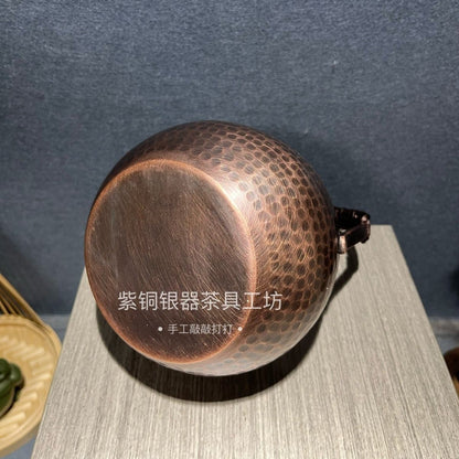 Pure Copper 550ml Tea Kettle Vintage Hammered Handle Pot