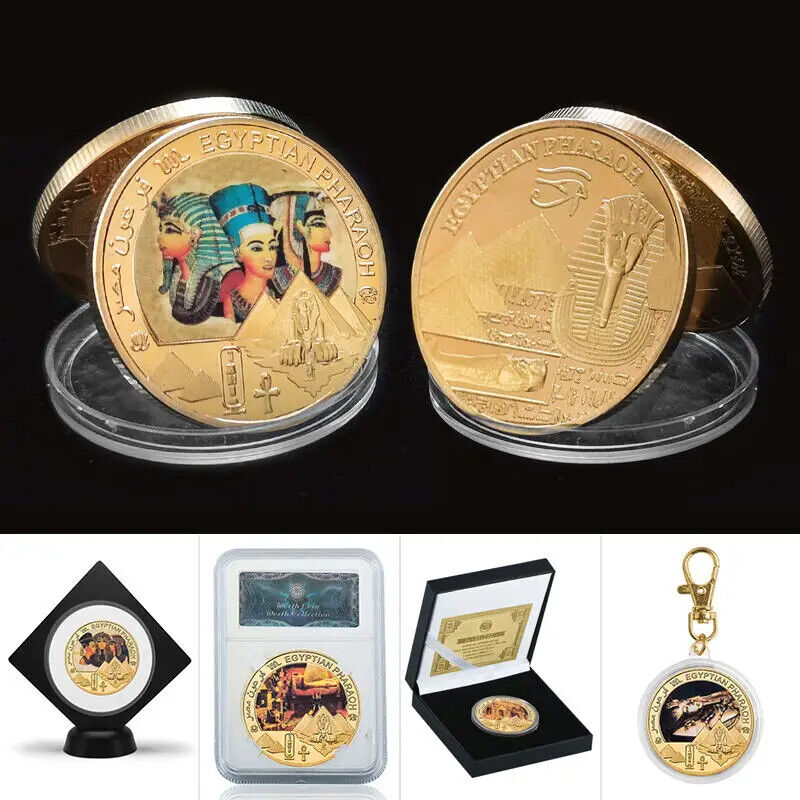 Commemorative Challenge Coins Egyptian Pharaoh Gold Plated Craft Souvenir 1.57in