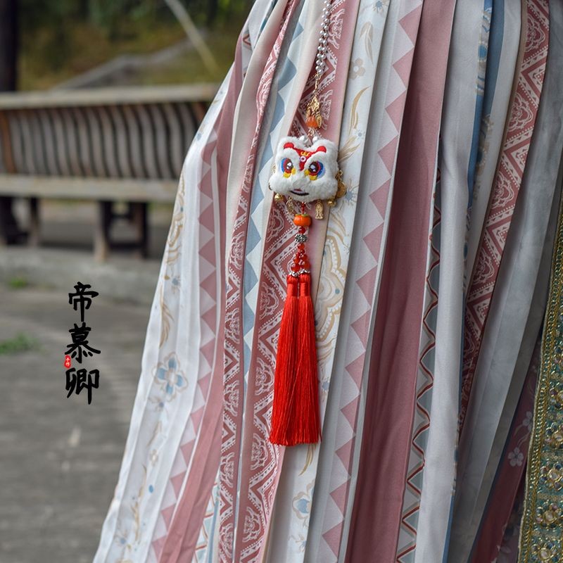Chinese Lion Dance Waist Pendant - Tassel Car Bag Charm Handmade