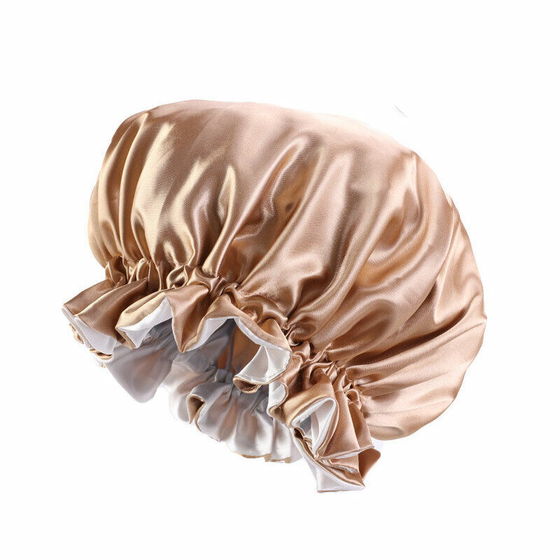 Silk Night Sleep Cap Hair Bonnet Hat Satin Wide Band Large Jumbo Head Cover Size