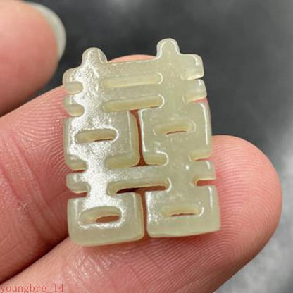 Jade Double Happiness Chinese Symbol Beads for Jewelry Making Diy Accessories