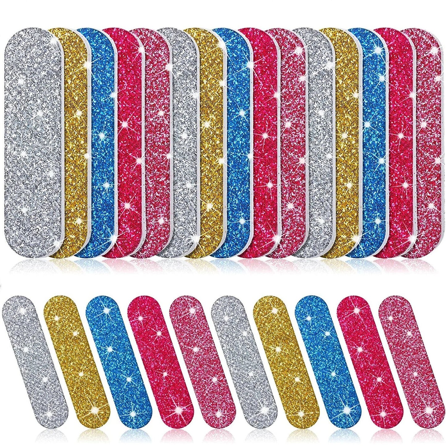 Nail Files 100Pcs Plastic Disposable Colorful Glitter Double Sided Sandpaper 6cm