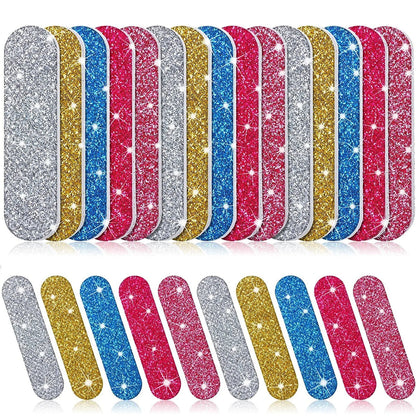 Nail Files 100Pcs Plastic Disposable Colorful Glitter Double Sided Sandpaper 6cm