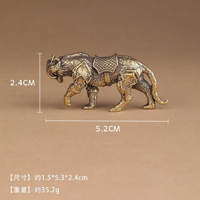 Pure Brass Saber-Toothed Tiger Ornament Armor Tiger Model Tea Pet Paperweight