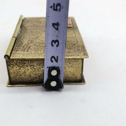 Vintage Brass Tobacco Box Landscape Relief Pure Copper Ink Cartridge Pipe Case