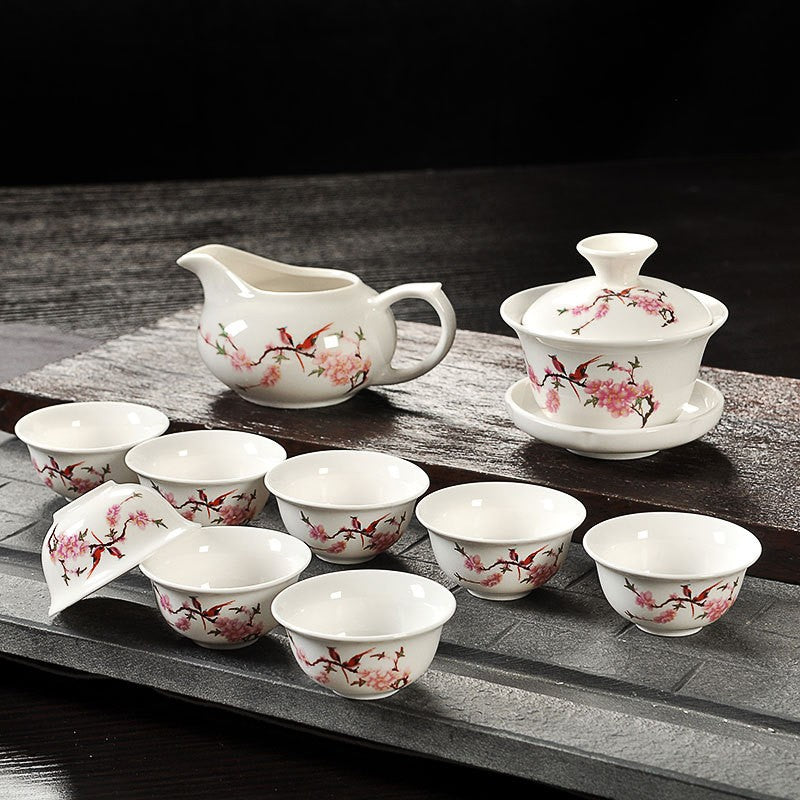Chinese Kungfu Tea Set Porcelain Gaiwan Tureen Covered Tea Bowl Tea Cup Health