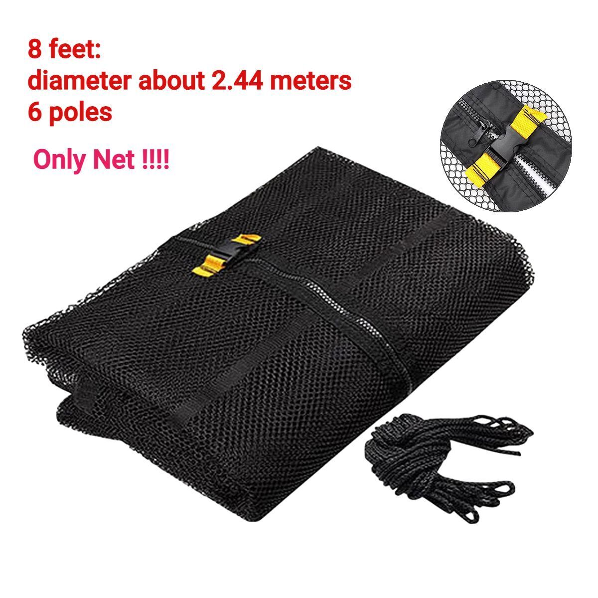 6/10/12/14 Feet 6/8 Poles Trampoline Net Nylon For Children Jumping Pad Safety
