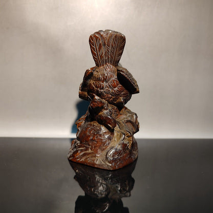 Chinese Wood Carving Bird Statue Boxwood Sculptures Children Gift Vivid Cute