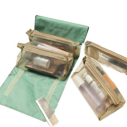 Travel Cosmetic Bag Mesh Make Up Toiletry Brushes Lipstick Storage Organizer Bag