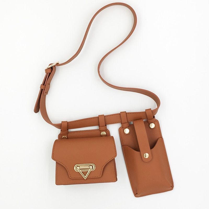 2 PCS Women Belt Bag Leather Flap Fanny Pack Shoulder Crossbody Chest Bag Purse