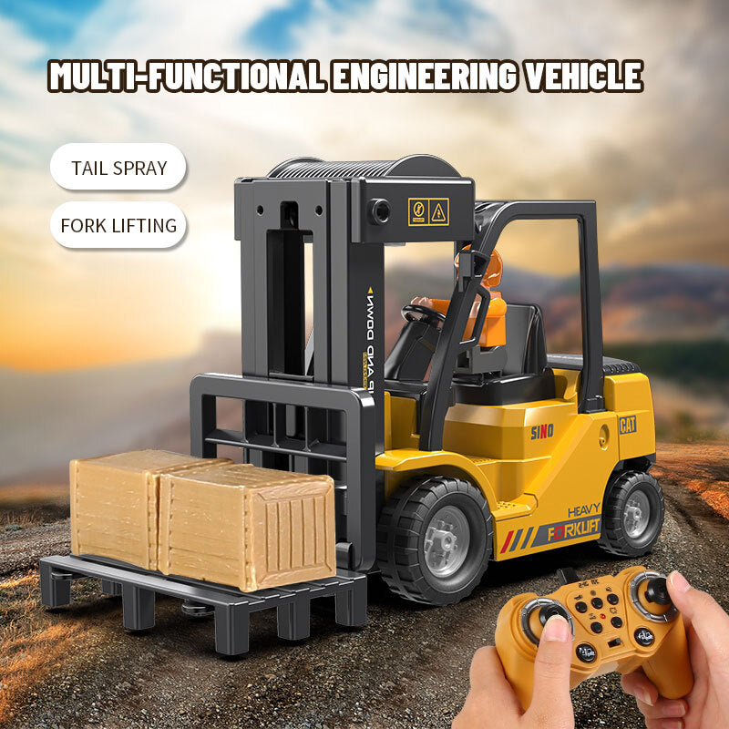 1/24 RC Crane with Trailer Toys for Boys Remote Control Fork Truck Toy Kids Gift