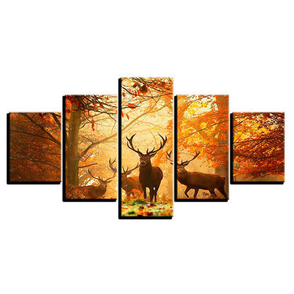 HD 5 collage red maple forest elk decorative painting oil painting