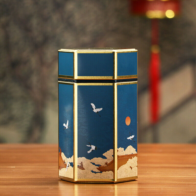 Chinese Vintage Floral Tea Tin Canister Jar Tinplate Tea Sealed Portable Tea Box