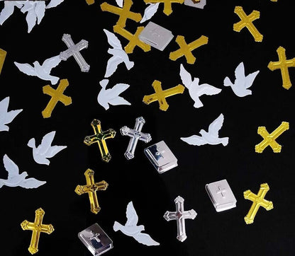 Confetti 15g Church Wedding Golden Pigeon Sequin Cross Bible Table Scatter Decor