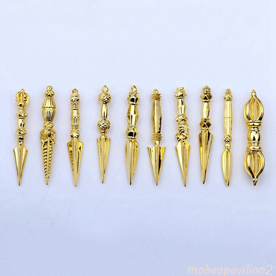 1pcs Copper 24K Gold-plated Vajra Dorje Phurba Pendant Unisex Amulet Decoration