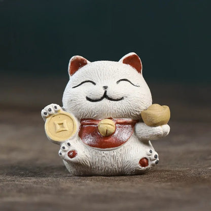 1Pc Chinese Yixing Purple Clay Fortune Cat Tea Pet Toys Tea Statue Ornaments