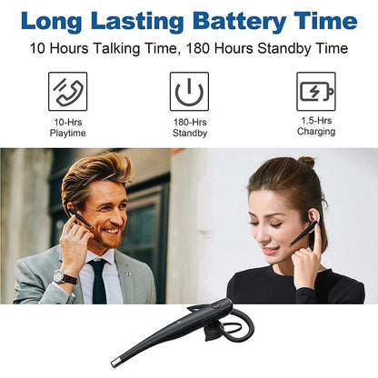 Wireless Bluetooth 5.1 Headphones Business Earbuds Double Mic Noise Cancellation