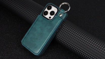 For iPhone 15 14 13 12 11 Pro Max Wallet Case with Card Holder Ring Buckle Cover