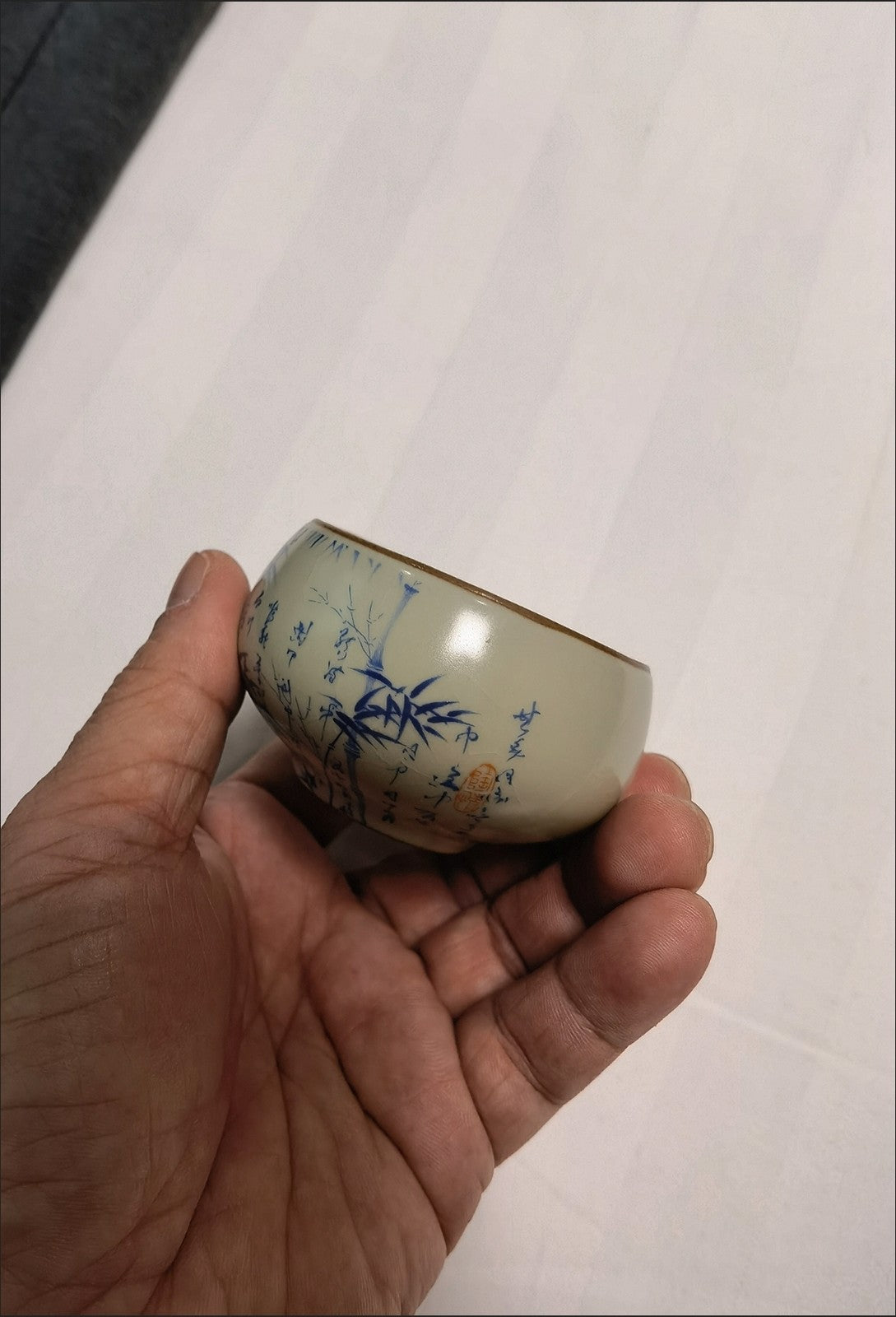 Bamboo Pattern Ceramic Teacup 65ml Kai Pian Master Cup Tea Accessory