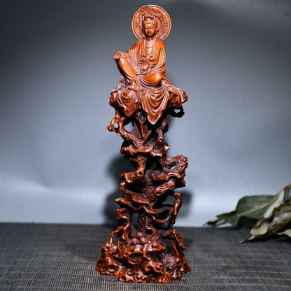Antique Wooden Carved Free Kwan Yin Statues Woodwork Sculptures Figure Decor Art
