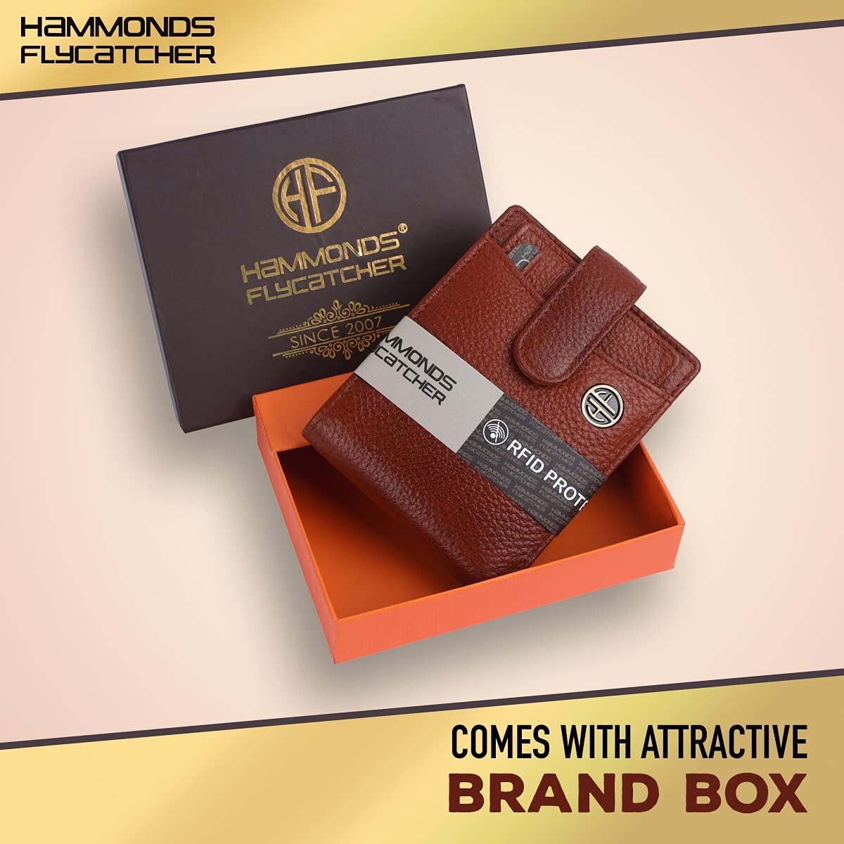 Brand New Authentic RFID Protected Tan BI-Fold Genuine Leather Mens Wallet