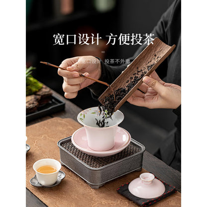 Jade Ceramics Gaiwan Teacup 140ml 4.5oz Light Pink Kungfu Tea Set