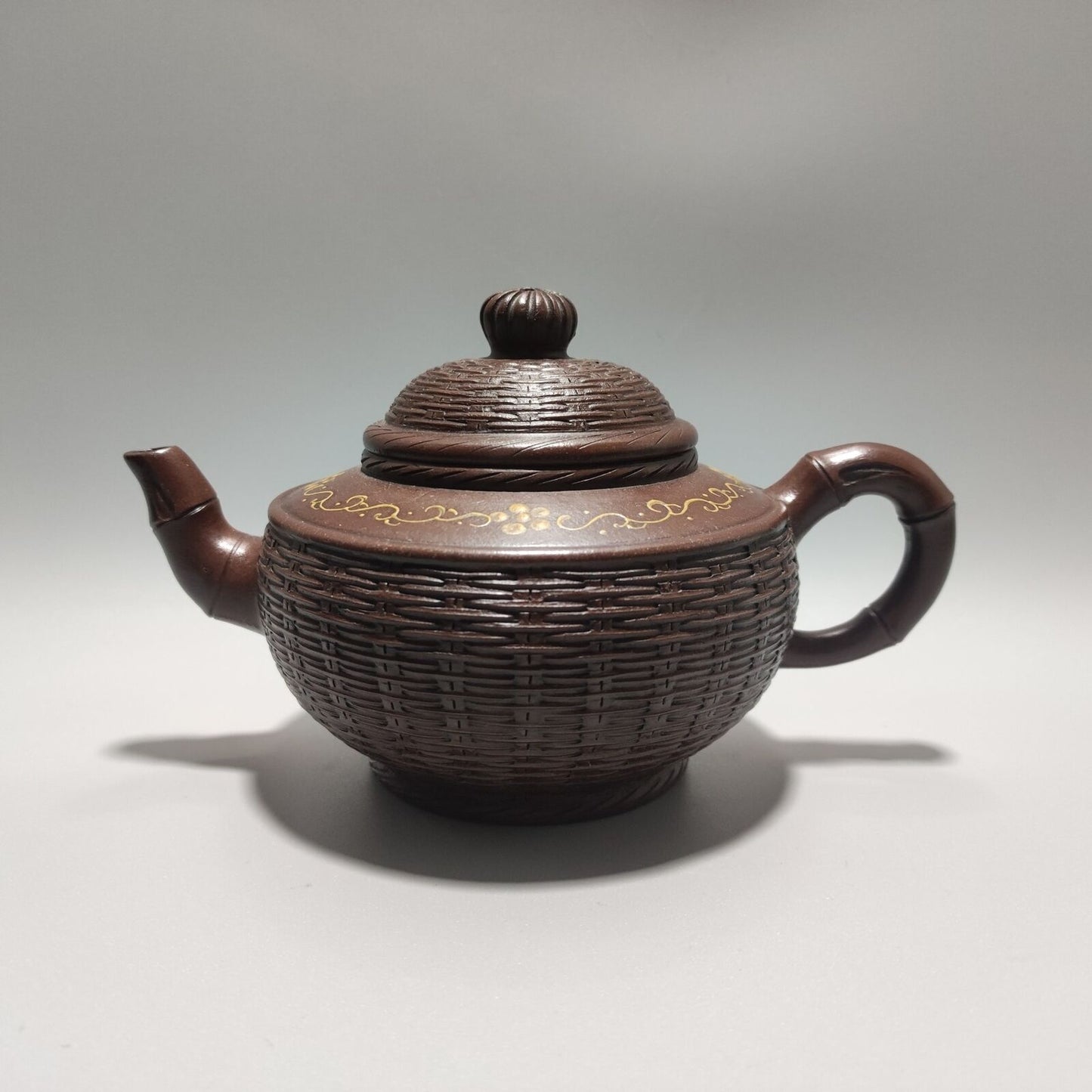 Vintage Chinese Yixing Purple Clay Teapot Zisha Ceremony Nice Bamboo Teaware Art
