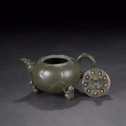 Chinese Yixing Zisha Clay Handmade Exquisite Teapot（青蛙莲子 【底款】蒋蓉）