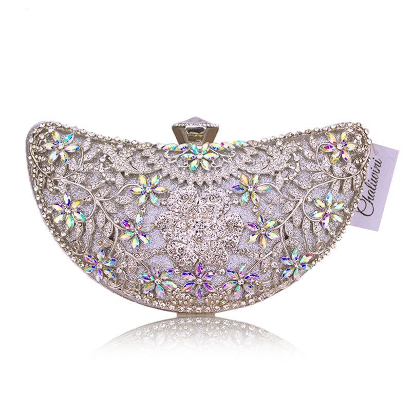 Women Clutch Luxury Bag Hollow Metal Sequined Shoulder Bag Crystal Handbag Purse
