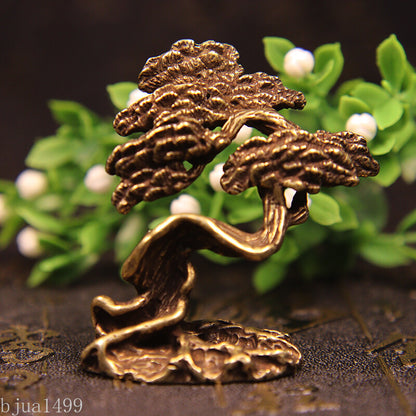 Brass Welcoming Pine Tree Tea Pet Ornaments Creative Copper Handmade Green Pine