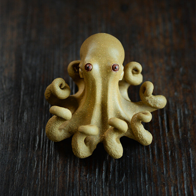 Full Handmade Artware Ornament Yixing Zisha Duan Clay Tea Pet Octopus Statue New