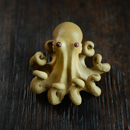 Full Handmade Artware Ornament Yixing Zisha Duan Clay Tea Pet Octopus Statue New