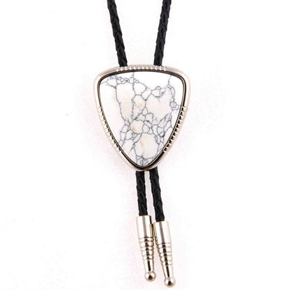 Men Bolo Ties Natural Agate Genuine Leather Rope Western Cowboy Jewelry Neckties