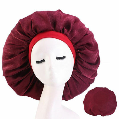 Sleep Night Cap Big Size Beauty Satin Silky Bonnet Head Cover Hat Curly Springy