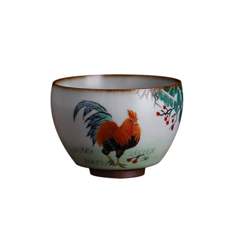 China Song Dynasty Antique master tea cup ruyao rooster design ceramic cup