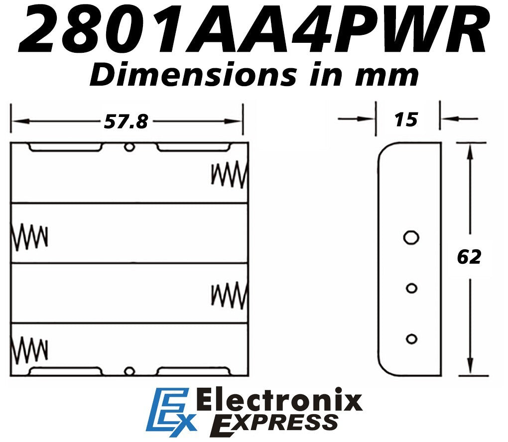 AA 4 Battery Holder with Wire Leads, Holds Four AA Batteries - for DIY / Repair