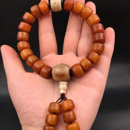 Natural Tibetan Resin Color Bead Bracelet Single Strand Buddhist Prayer Beads