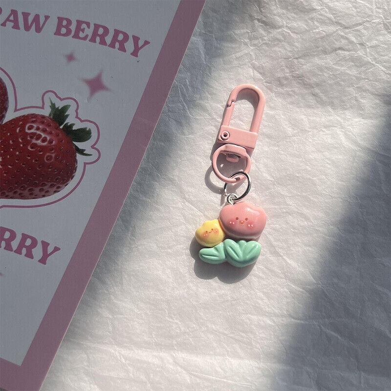 Rabbit Cute Keychain Bunny Carrots Car Bag Pendant Women Girls Tulip Keyring