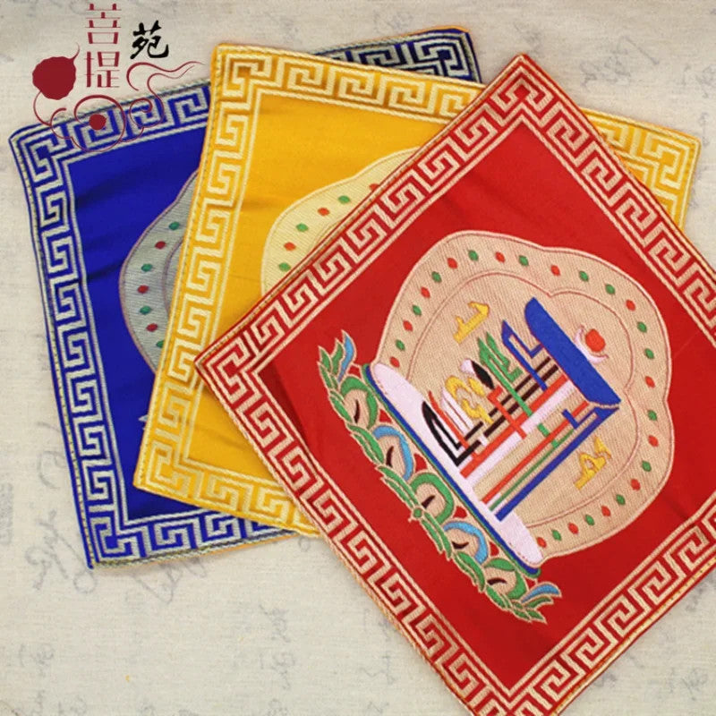 Buddhist silk brocade red eight auspicious symbols table altar cloth -