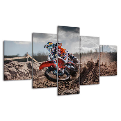 Motocross Dirt Motorbike Racing Canvas Prints Painting Wall Art Home Decor 5PCS