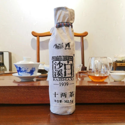 Baishaxi Shi Liang Cha Hua Juan Hei Cha Dark Tea Black In Bamboo Basket 362.5g