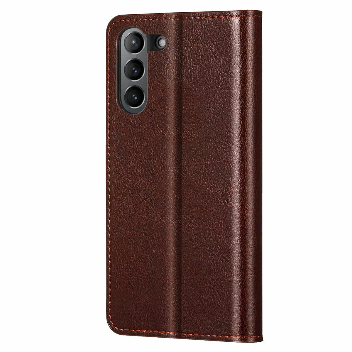 For Samsung Galaxy S21 FE 5G Case, 360 Shockproof Leather Cover + Tempered Glass