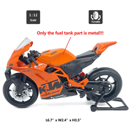1/12 KTM RC 8C Motorcycle Model Diecast Toy Vehicle Boys Toys for Kids Orange