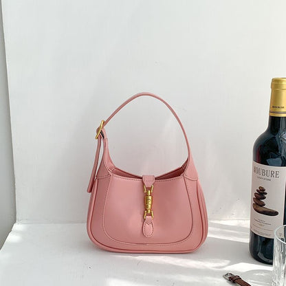 Retro Women Lock Hobo Bags Crossbody Shoulder Bag Niche Black White Pink Handbag